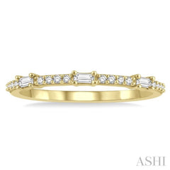 1/5 Ctw Baguette and Round Cut Diamond Stackable Petite Fashion Band in 10K Yellow Gold 1/5 Ctw Baguette and Round Cut Diamond Stackable Petite Fashion Band in 10K Yellow Gold