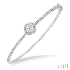 1 Ctw Circular Lovebright Round Cut Diamond Stackable Bangle in 14K White Gold 1 Ctw Circular Lovebright Round Cut Diamond Stackable Bangle in 14K White Gold