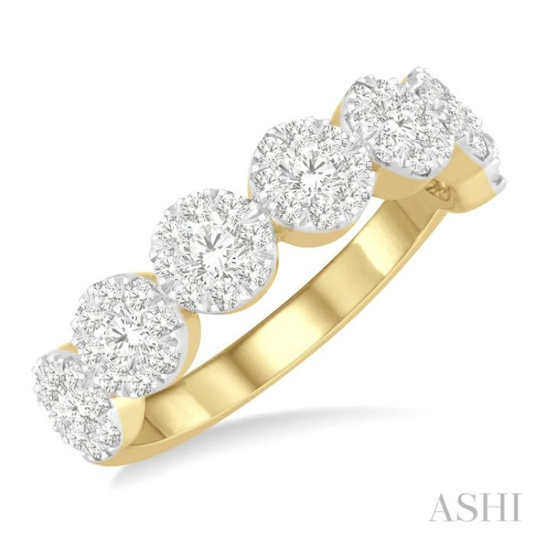 1 Ctw Jointed Circular Mount Lovebright Diamond Cluster Band in 14K Yellow and White Gold 1 Ctw Jointed Circular Mount Lovebright Diamond Cluster Band in 14K Yellow and White Gold