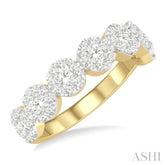 1 Ctw Jointed Circular Mount Lovebright Diamond Cluster Band in 14K Yellow and White Gold