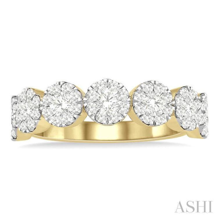 1 Ctw Jointed Circular Mount Lovebright Diamond Cluster Band in 14K Yellow and White Gold 1 Ctw Jointed Circular Mount Lovebright Diamond Cluster Band in 14K Yellow and White Gold