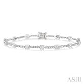 1 3/4 Ctw Lovebright Round Cut Diamond Bar Tennis Bracelet in 14K White Gold