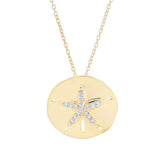 OCEANITY ™ 14k Yellow Gold Pendant Sand Dollar Satin Finish Diamond 0.25 Ctw