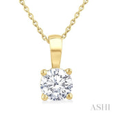 1 Ctw Prong Set Round Cut Diamond Solitaire Pendant With Chain in 14K Yellow Gold