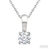 1/2 Ctw Prong Set Round Cut Diamond Solitaire Pendant With Chain in 14K White Gold