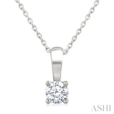 1/4 Ctw Prong Set Round Cut Diamond Solitaire Pendant With Chain in 14K White Gold