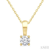 1/4 Ctw Prong Set Round Cut Diamond Solitaire Pendant With Chain in 14K Yellow Gold