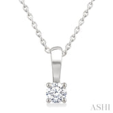 1/6 Ctw Prong Set Round Cut Diamond Solitaire Pendant With Chain in 14K White Gold