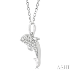 1/10 Ctw Petite Nautical Dolphin Round Cut Diamond Fashion Pendant With Chain in 10K White Gold 1/10 Ctw Petite Nautical Dolphin Round Cut Diamond Fashion Pendant With Chain in 10K White Gold