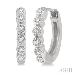 1/10 Ctw Round Cut Diamond Huggie Petite Earrings in 10K White Gold 1/10 Ctw Round Cut Diamond Huggie Petite Earrings in 10K White Gold