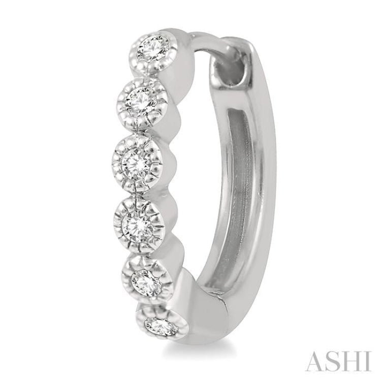 1/10 Ctw Round Cut Diamond Huggie Petite Earrings in 10K White Gold 1/10 Ctw Round Cut Diamond Huggie Petite Earrings in 10K White Gold