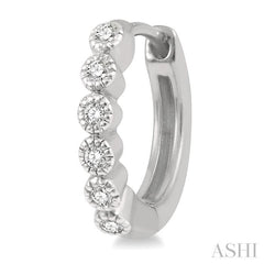 1/10 Ctw Round Cut Diamond Huggie Petite Earrings in 10K White Gold 1/10 Ctw Round Cut Diamond Huggie Petite Earrings in 10K White Gold