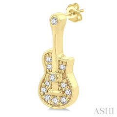 1/10 Ctw Petite Guitar Round Cut Diamond Fashion Stud Earring in 10K Yellow Gold 1/10 Ctw Petite Guitar Round Cut Diamond Fashion Stud Earring in 10K Yellow Gold