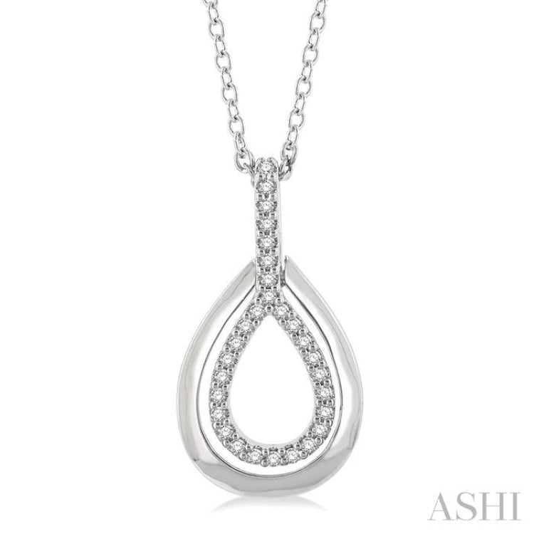 1/10 Ctw Petite Pear Shape Round Cut Diamond Fashion Pendant With Chain in 10K White Gold 1/10 Ctw Petite Pear Shape Round Cut Diamond Fashion Pendant With Chain in 10K White Gold