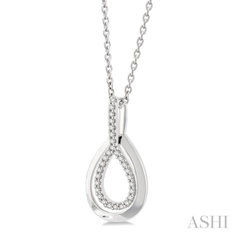 1/10 Ctw Petite Pear Shape Round Cut Diamond Fashion Pendant With Chain in 10K White Gold 1/10 Ctw Petite Pear Shape Round Cut Diamond Fashion Pendant With Chain in 10K White Gold