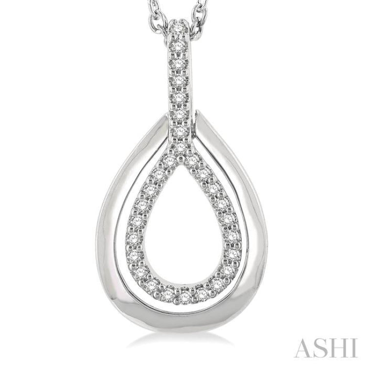 1/10 Ctw Petite Pear Shape Round Cut Diamond Fashion Pendant With Chain in 10K White Gold 1/10 Ctw Petite Pear Shape Round Cut Diamond Fashion Pendant With Chain in 10K White Gold