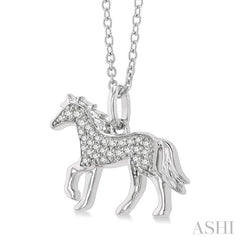 1/10 Ctw Petite Horse Round Cut Diamond Fashion Pendant With Chain in 10K White Gold 1/10 Ctw Petite Horse Round Cut Diamond Fashion Pendant With Chain in 10K White Gold