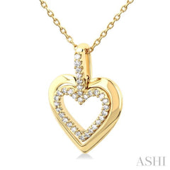 1/10 Ctw Petite Twin Heart Round Cut Diamond Fashion Pendant With Chain in 10K Yellow Gold 1/10 Ctw Petite Twin Heart Round Cut Diamond Fashion Pendant With Chain in 10K Yellow Gold