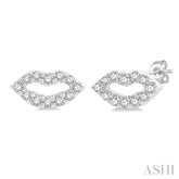 1/10 Ctw Petite Lips Round Cut Diamond Fashion Stud Earring in 10K White Gold