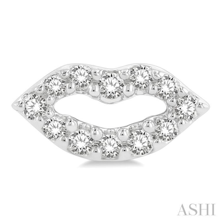 1/10 Ctw Petite Lips Round Cut Diamond Fashion Stud Earring in 10K White Gold 1/10 Ctw Petite Lips Round Cut Diamond Fashion Stud Earring in 10K White Gold