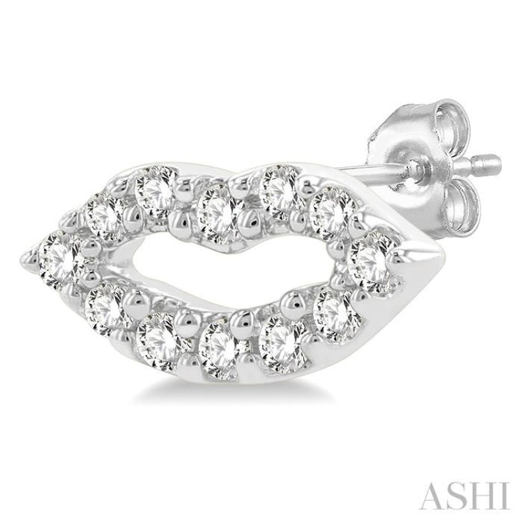 1/10 Ctw Petite Lips Round Cut Diamond Fashion Stud Earring in 10K White Gold 1/10 Ctw Petite Lips Round Cut Diamond Fashion Stud Earring in 10K White Gold