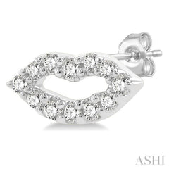 1/10 Ctw Petite Lips Round Cut Diamond Fashion Stud Earring in 10K White Gold 1/10 Ctw Petite Lips Round Cut Diamond Fashion Stud Earring in 10K White Gold