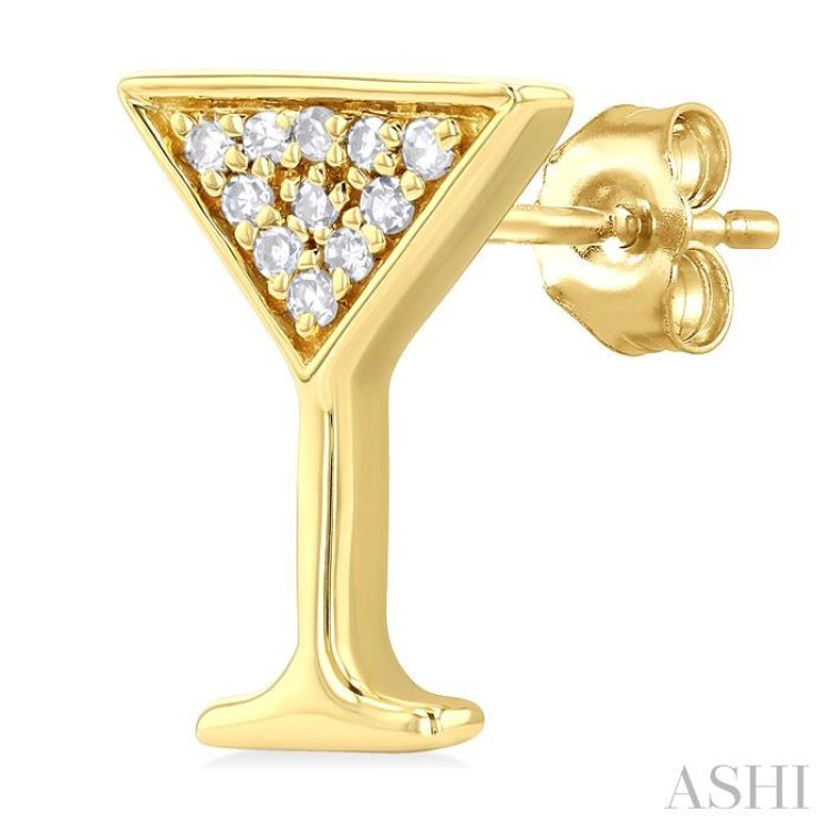 1/10 Ctw Petite Martini Glass Round Cut Diamond Fashion Stud Earring in 10K Yellow Gold 1/10 Ctw Petite Martini Glass Round Cut Diamond Fashion Stud Earring in 10K Yellow Gold