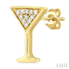 1/10 Ctw Petite Martini Glass Round Cut Diamond Fashion Stud Earring in 10K Yellow Gold 1/10 Ctw Petite Martini Glass Round Cut Diamond Fashion Stud Earring in 10K Yellow Gold