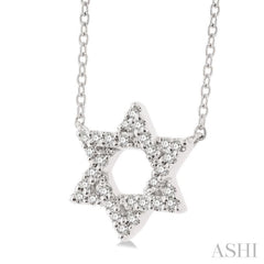 1/10 Ctw Petite Star of David Round Cut Diamond Fashion Pendant With Chain in 10K White Gold 1/10 Ctw Petite Star of David Round Cut Diamond Fashion Pendant With Chain in 10K White Gold