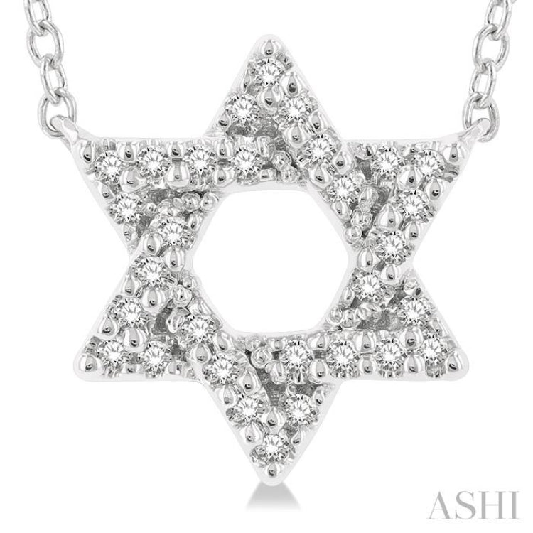 1/10 Ctw Petite Star of David Round Cut Diamond Fashion Pendant With Chain in 10K White Gold 1/10 Ctw Petite Star of David Round Cut Diamond Fashion Pendant With Chain in 10K White Gold