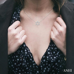 1/10 Ctw Petite Star of David Round Cut Diamond Fashion Pendant With Chain in 10K White Gold 1/10 Ctw Petite Star of David Round Cut Diamond Fashion Pendant With Chain in 10K White Gold