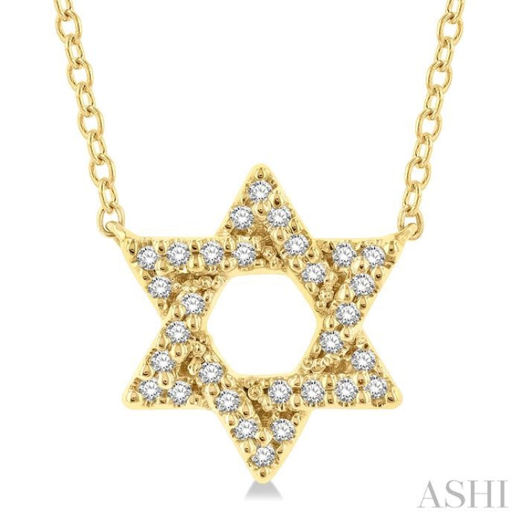 1/10 Ctw Petite Star of David Round Cut Diamond Fashion Pendant With Chain in 10K Yellow Gold 1/10 Ctw Petite Star of David Round Cut Diamond Fashion Pendant With Chain in 10K Yellow Gold