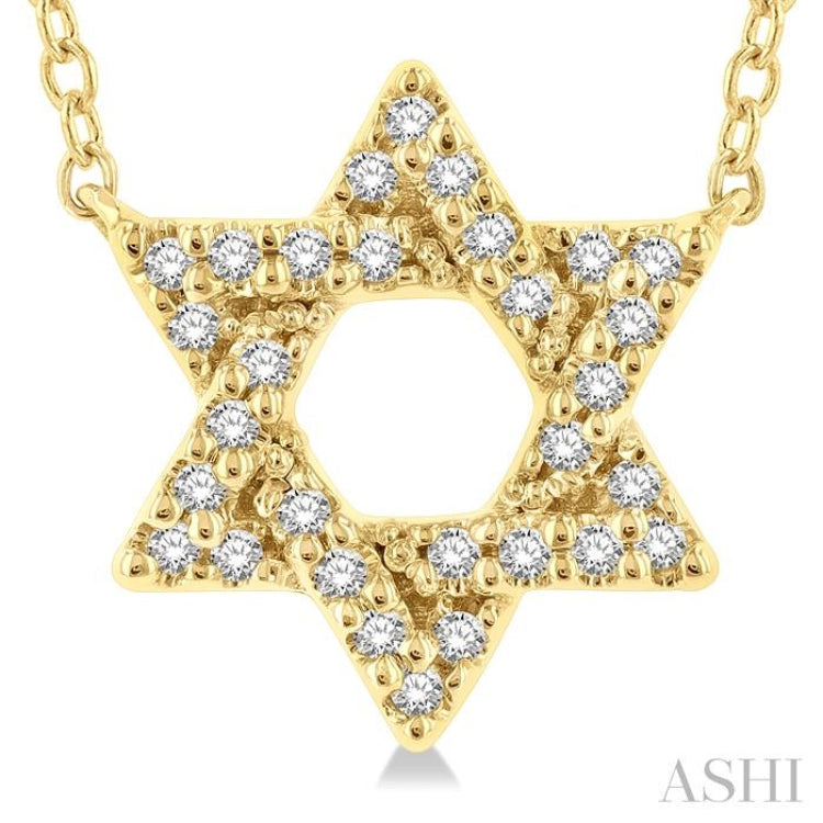 1/10 Ctw Petite Star of David Round Cut Diamond Fashion Pendant With Chain in 10K Yellow Gold 1/10 Ctw Petite Star of David Round Cut Diamond Fashion Pendant With Chain in 10K Yellow Gold