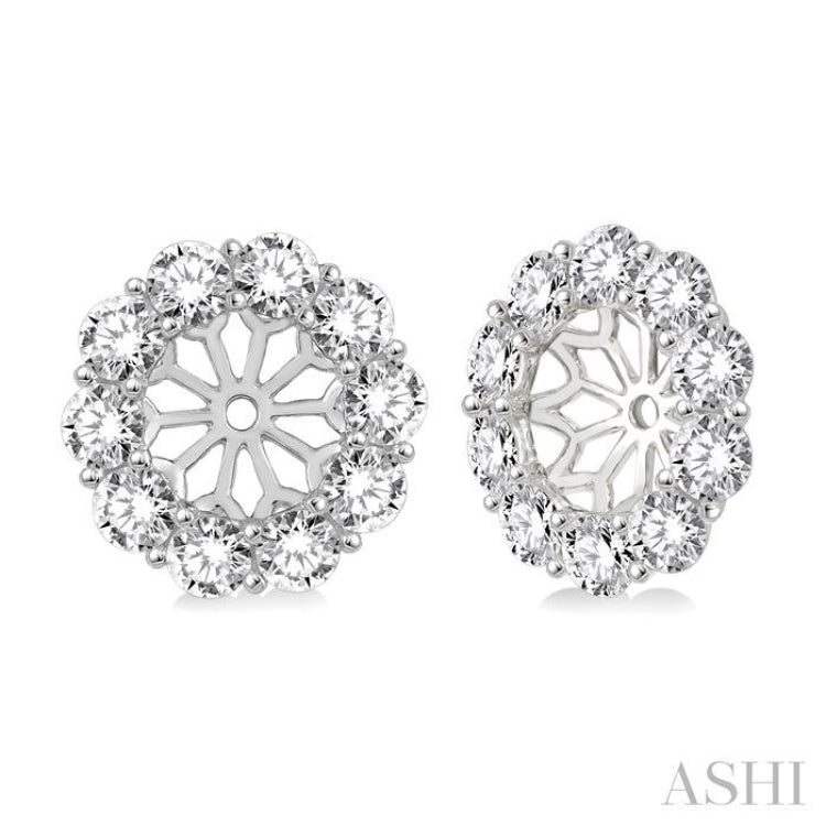 3/4 Ctw Round Cut Diamond Earring Jacket in 14K White Gold 3/4 Ctw Round Cut Diamond Earring Jacket in 14K White Gold