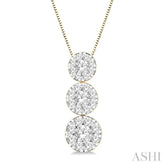 1/4 Ctw Lovebright 3 stone Essential Round Cut Diamond Pendant with Chain in 14K Yellow and White Gold