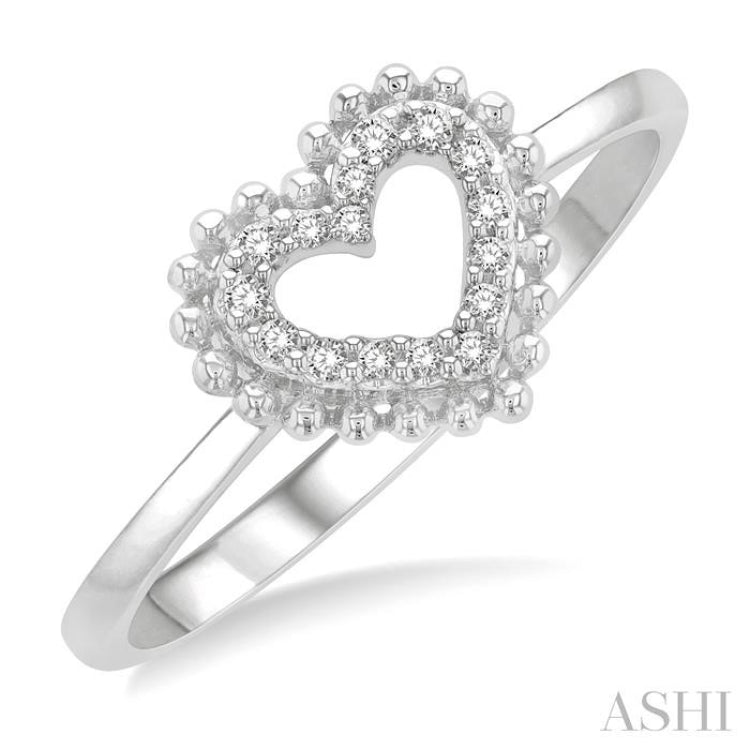 1/10 Ctw Petite Heart Round Cut Diamond Stackable Fashion Ring in 10K White Gold 1/10 Ctw Petite Heart Round Cut Diamond Stackable Fashion Ring in 10K White Gold