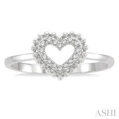 1/10 Ctw Petite Heart Round Cut Diamond Stackable Fashion Ring in 10K White Gold 1/10 Ctw Petite Heart Round Cut Diamond Stackable Fashion Ring in 10K White Gold
