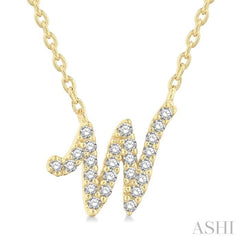 1/10 Ctw Initial 'W' Round cut Diamond Pendant With Chain in 10K Yellow Gold 1/10 Ctw Initial 'W' Round cut Diamond Pendant With Chain in 10K Yellow Gold