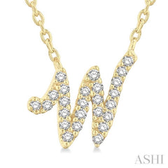 1/10 Ctw Initial 'W' Round cut Diamond Pendant With Chain in 10K Yellow Gold 1/10 Ctw Initial 'W' Round cut Diamond Pendant With Chain in 10K Yellow Gold