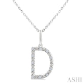 1/10 Ctw Initial 'D' Round Cut Diamond Fashion Pendant With Chain in Sterling Silver