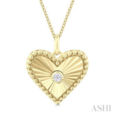 1/20 Ctw Heart fluted medallion Round Cut Diamond Pendant With Chain in 14K Yellow Gold