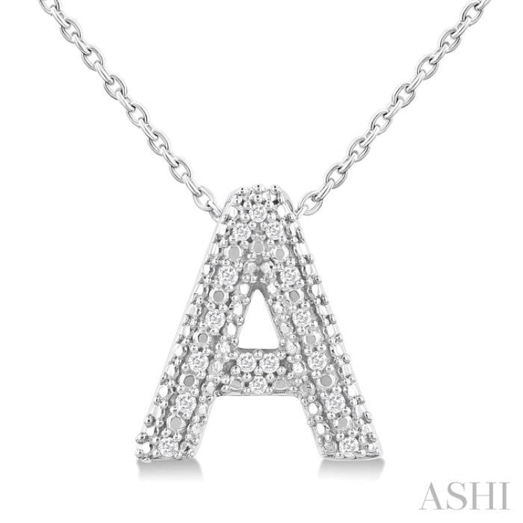 1/20 Ctw Bubble Accent Initial 'A' Round Cut Diamond Fashion Pendant With Chain in Sterling Silver 1/20 Ctw Bubble Accent Initial 'A' Round Cut Diamond Fashion Pendant With Chain in Sterling Silver