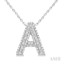 1/20 Ctw Bubble Accent Initial 'A' Round Cut Diamond Fashion Pendant With Chain in Sterling Silver 1/20 Ctw Bubble Accent Initial 'A' Round Cut Diamond Fashion Pendant With Chain in Sterling Silver