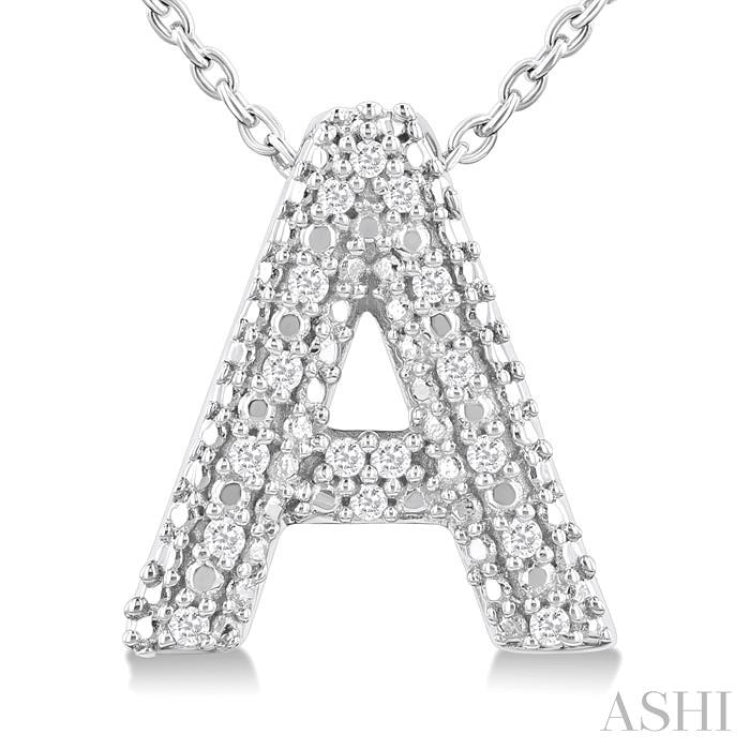 1/20 Ctw Bubble Accent Initial 'A' Round Cut Diamond Fashion Pendant With Chain in Sterling Silver 1/20 Ctw Bubble Accent Initial 'A' Round Cut Diamond Fashion Pendant With Chain in Sterling Silver