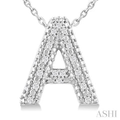 1/20 Ctw Bubble Accent Initial 'A' Round Cut Diamond Fashion Pendant With Chain in Sterling Silver 1/20 Ctw Bubble Accent Initial 'A' Round Cut Diamond Fashion Pendant With Chain in Sterling Silver