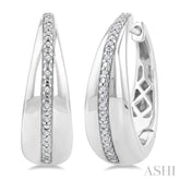1/10 Ctw Bold Wide Round Cut Diamond Hoop Earring in Sterling Silver