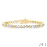 4 5/8 Ctw North-South Bezel Set Oval Cut Diamond Tennis Bracelet in 14K Yellow Gold