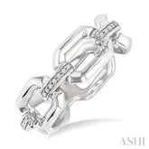 1/20 Ctw Bold Open Window Octagonal Shape D-Link Round Cut Diamond Ring in Sterling Silver