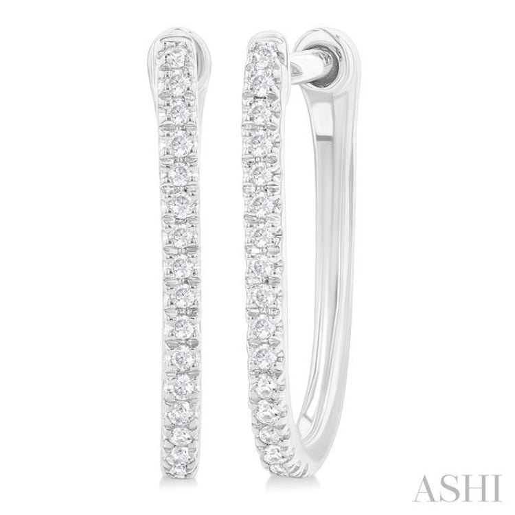 1/10 Ctw Round Cut Diamond Fashion Hoop Earring in 10K White Gold 1/10 Ctw Round Cut Diamond Fashion Hoop Earring in 10K White Gold