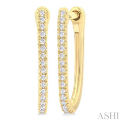1/10 Ctw Round Cut Diamond Fashion Hoop Earring in 10K Yellow Gold 1/10 Ctw Round Cut Diamond Fashion Hoop Earring in 10K Yellow Gold